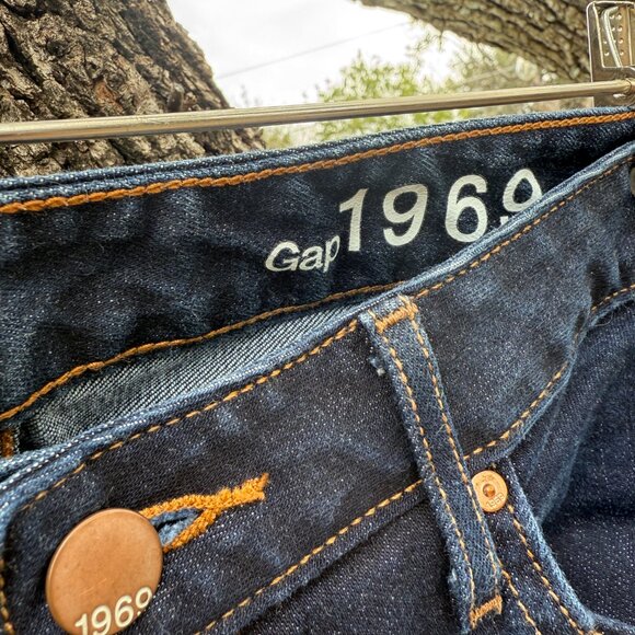 Gap 1969 perfect boot cut 28L Curvy dark blue wash jeans - Picture 3 of 4